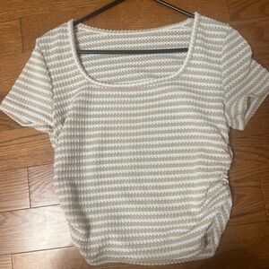 Striped White and Cream Women's Top